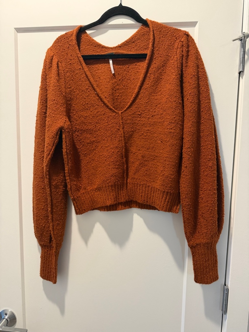 Women's V-Neck Cozy Sweater - Rust